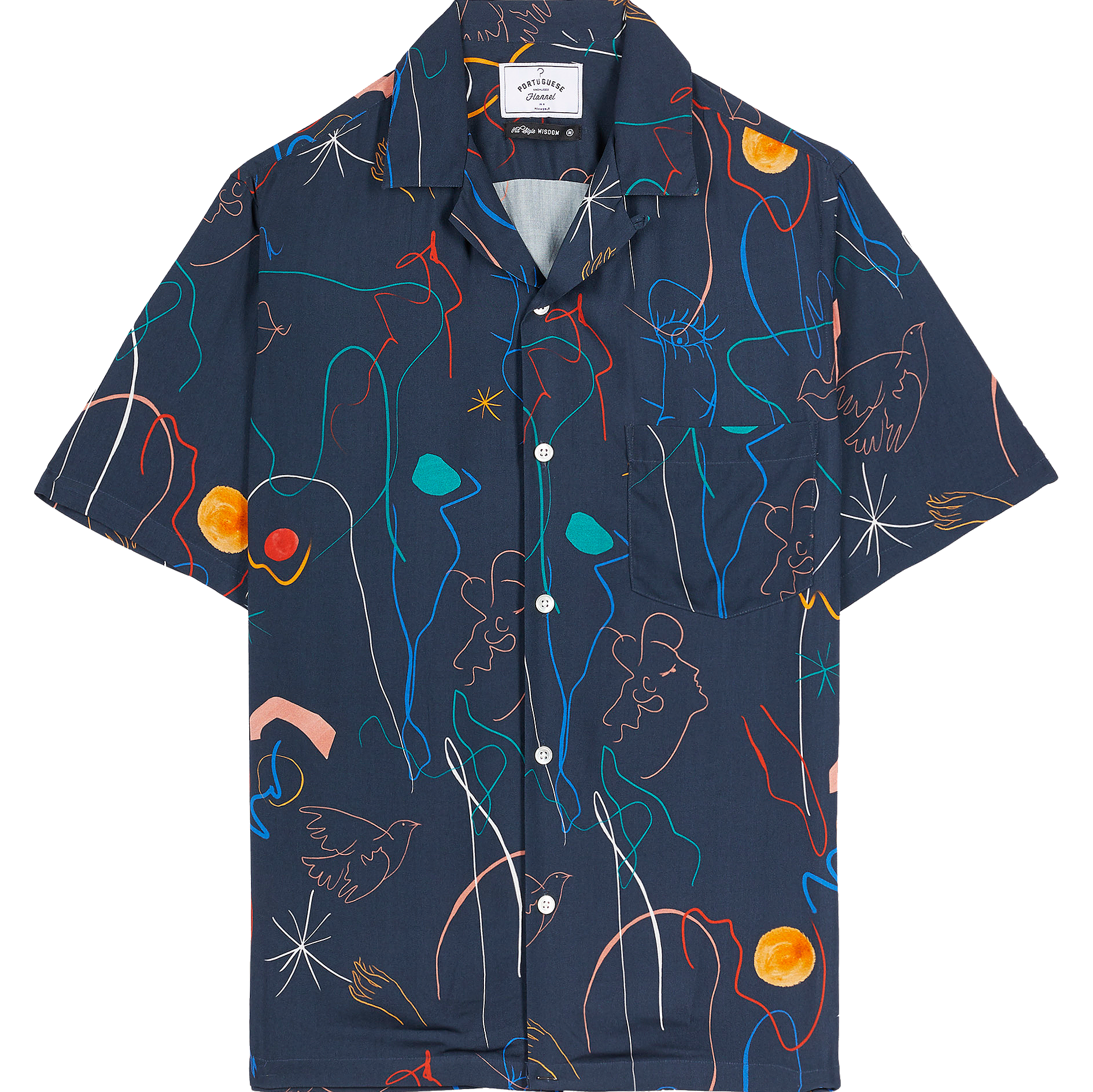 Doodle Camp Collar Shirt - Navy