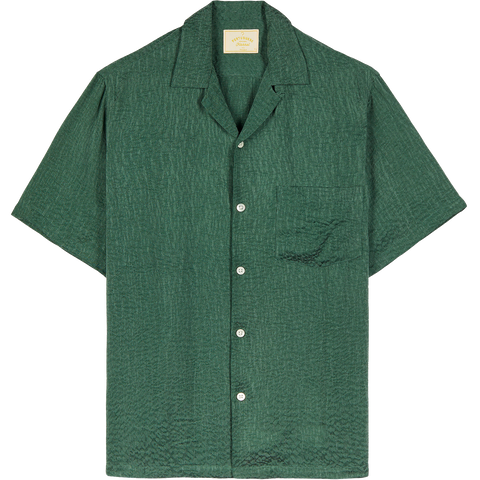 Finger Print Camp Collar Shirt - Green