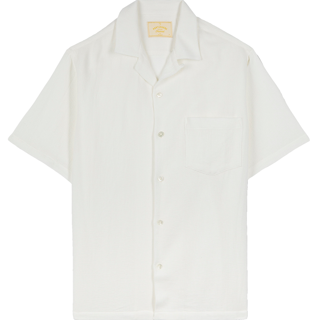 Pique Camp Collar Shirt - White