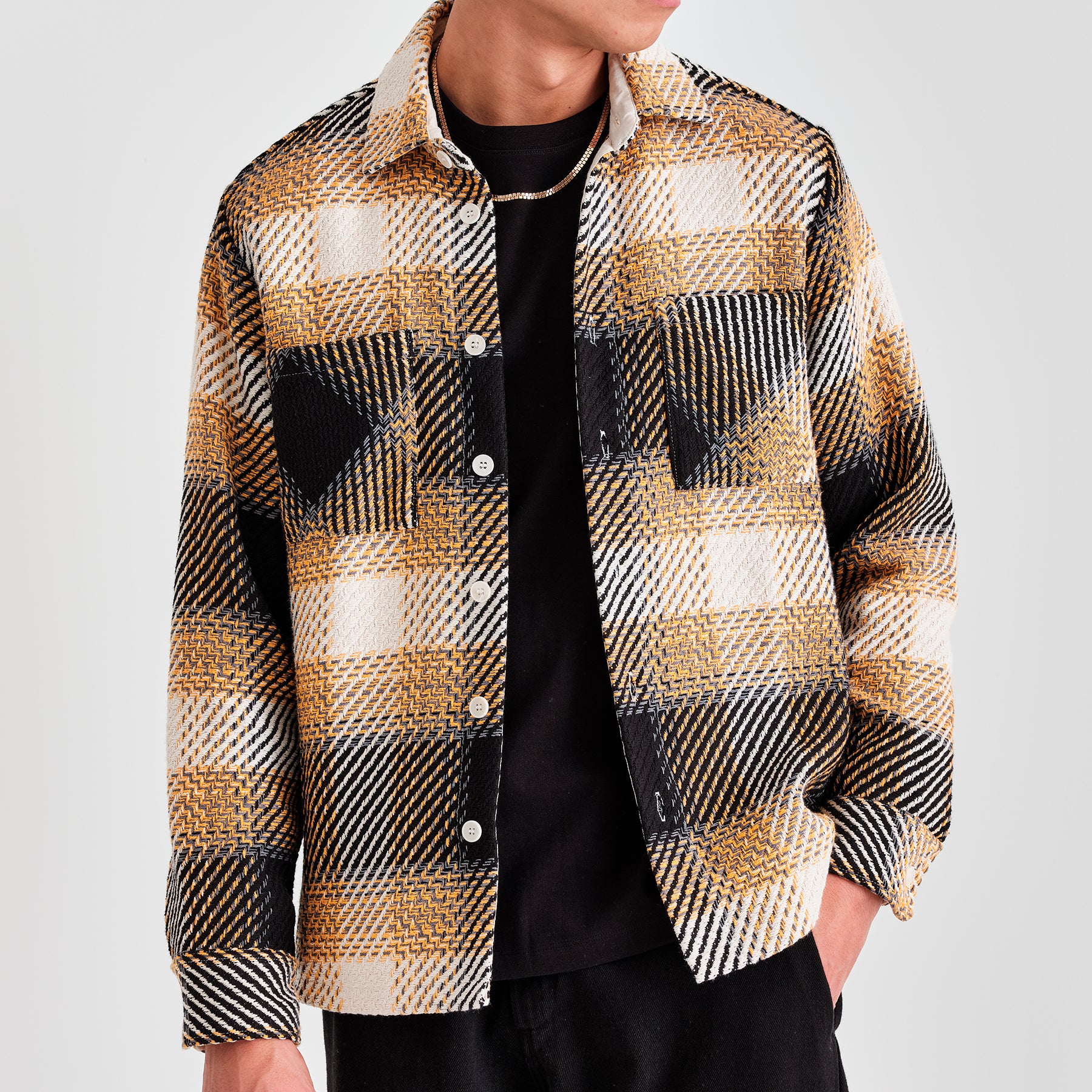 Whiting Overshirt - Black / Yellow Ombre Check