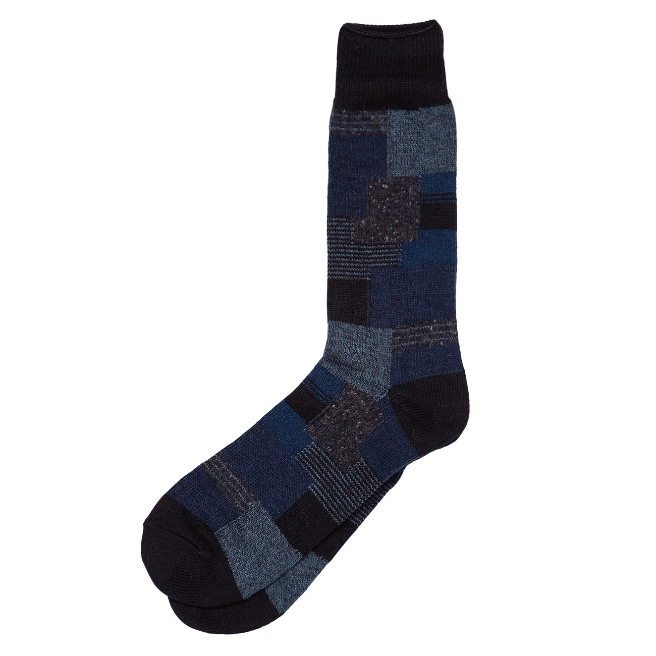 Patchwork Crew Sock - Navy