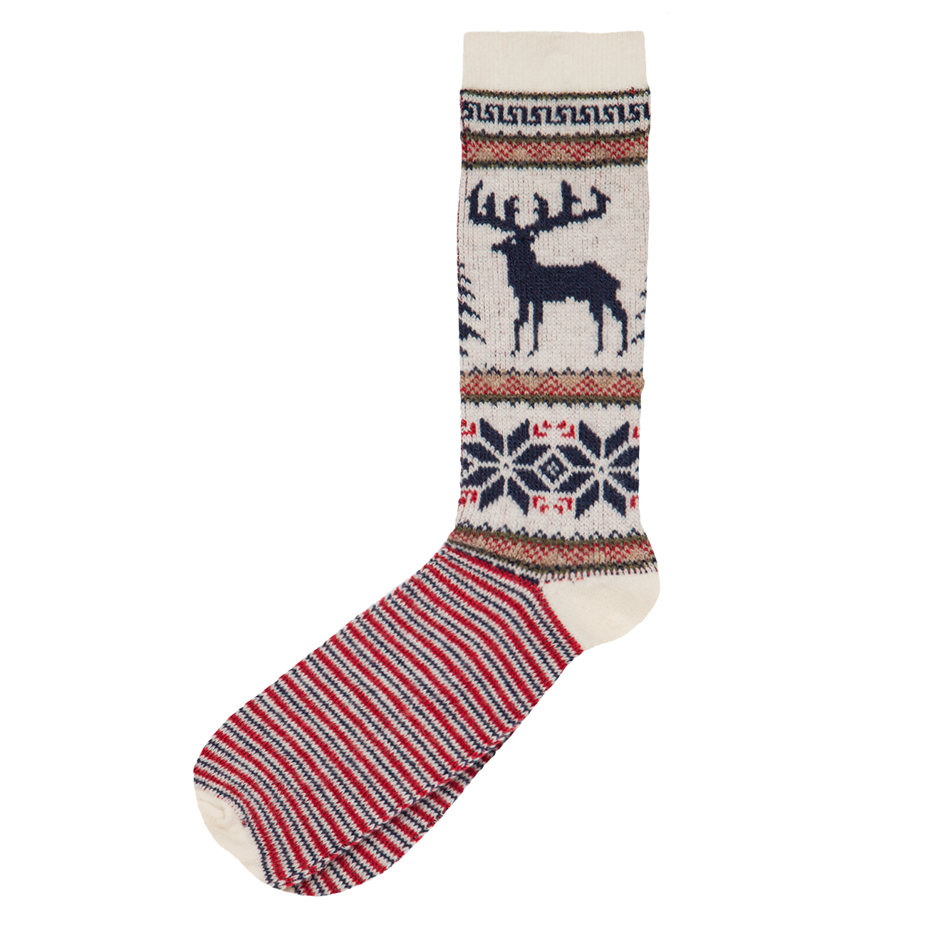 Wool Blend Deer Sock - Off White