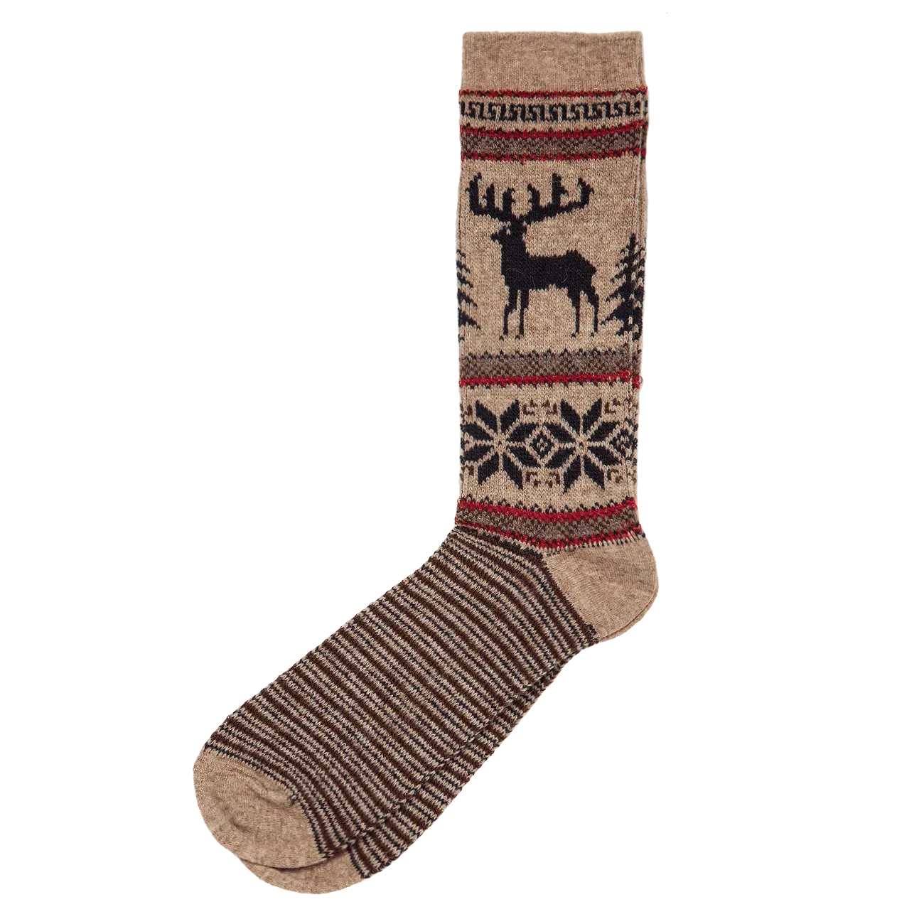 Wool Blend Deer Sock - Brown