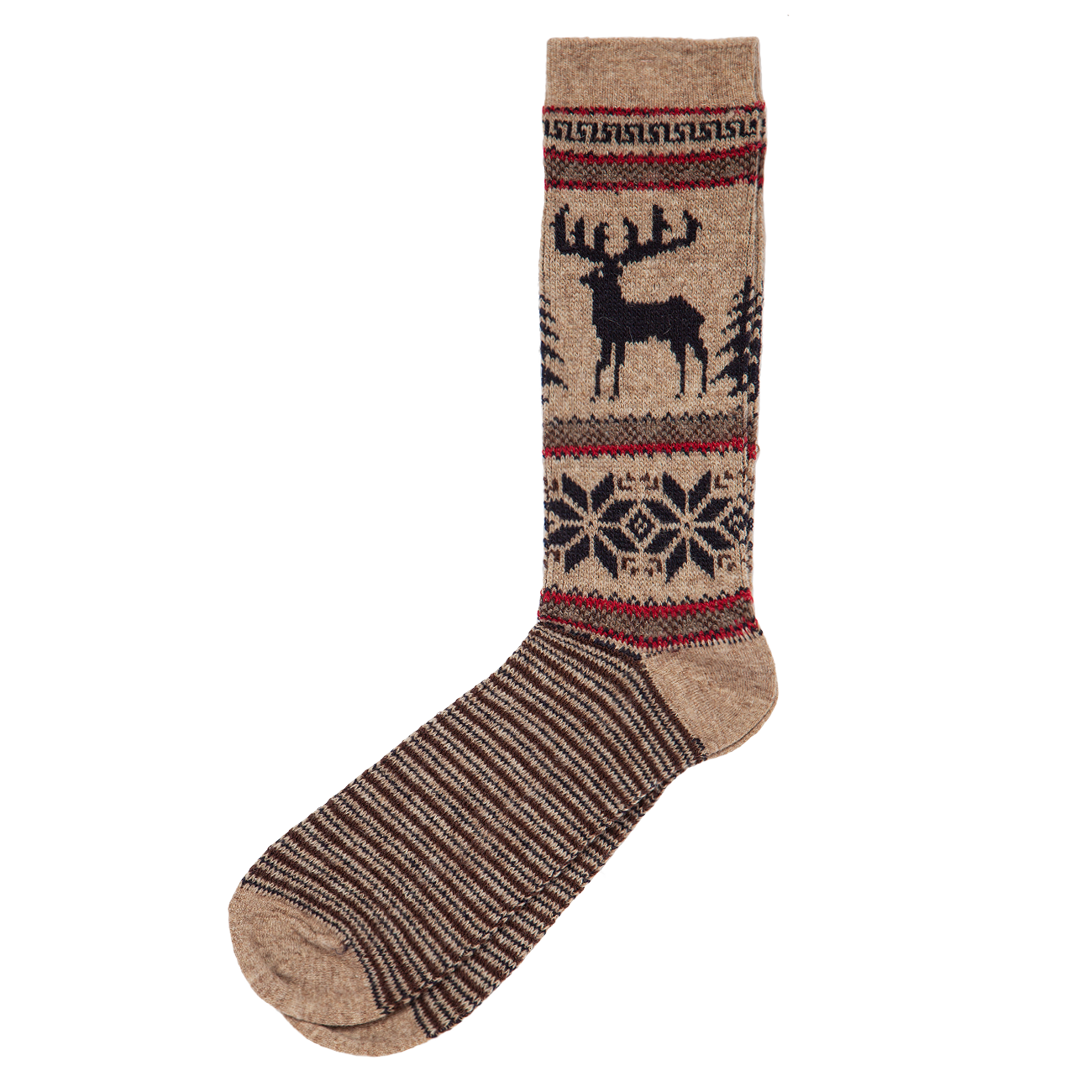 Wool Blend Deer Sock - Brown