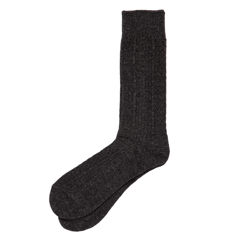 Cashmere Cable Knit Sock - Charcoal