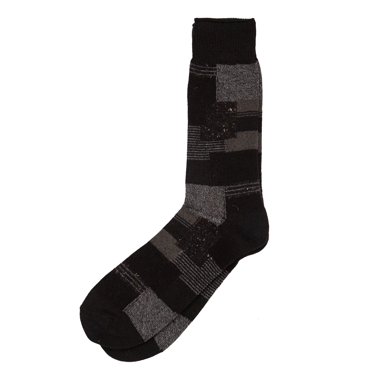 Patchwork Crew Sock - Black