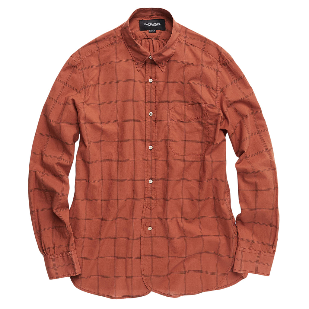 Regular B.D. Shirt - Orange / Charcoal Check