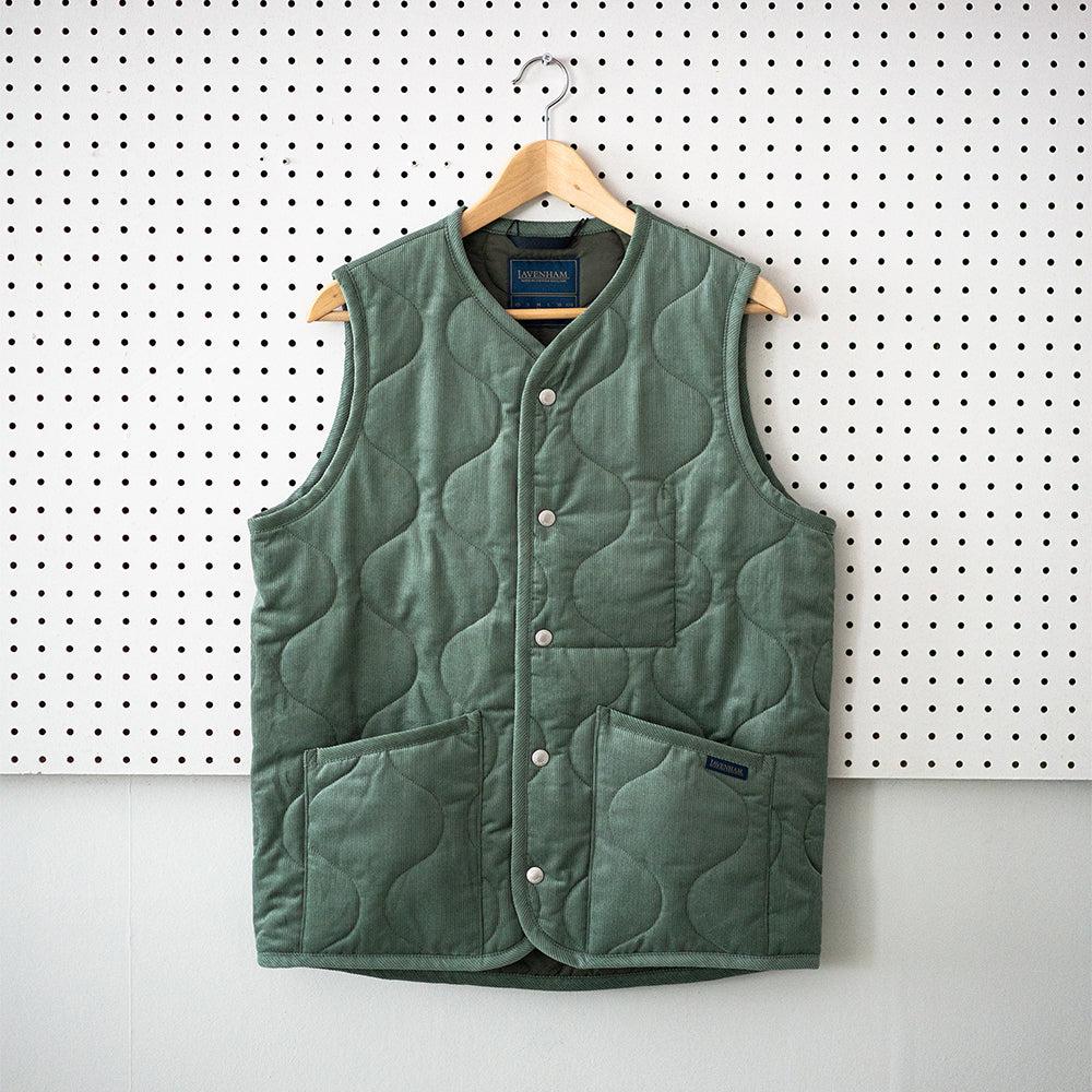 Thornham Cord Button Vest - Seaspray Green