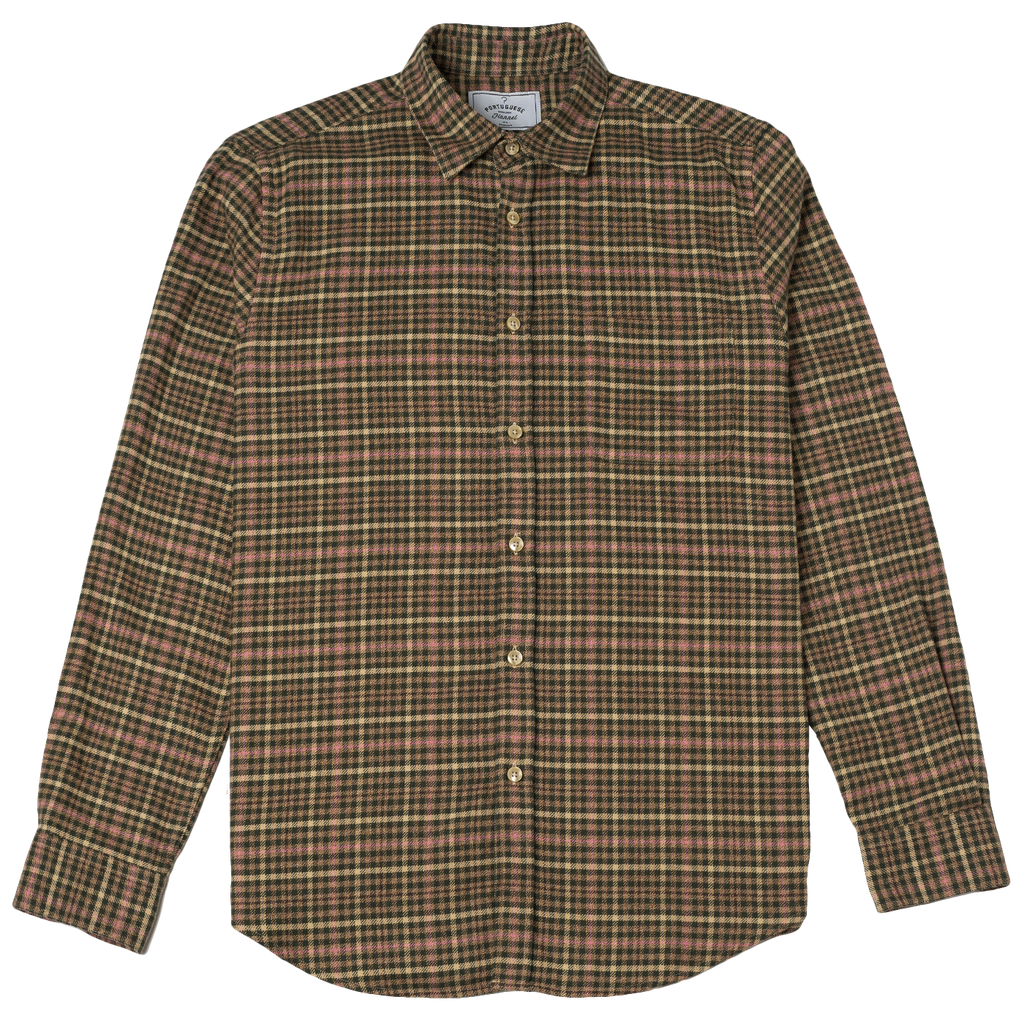 Twill Gingham Flannel - Green / Pink